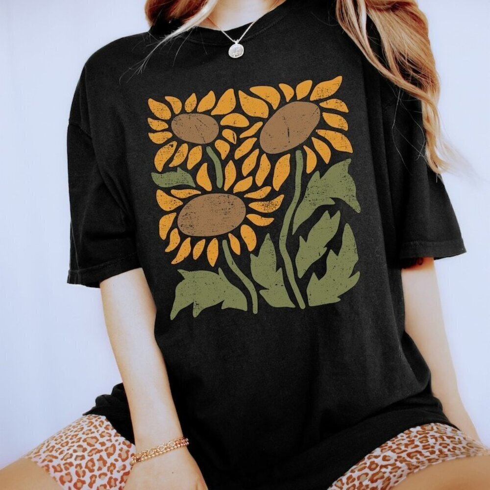 Retro Flower Shirt Sunflower Shirt Wildflowers Tee Shirt